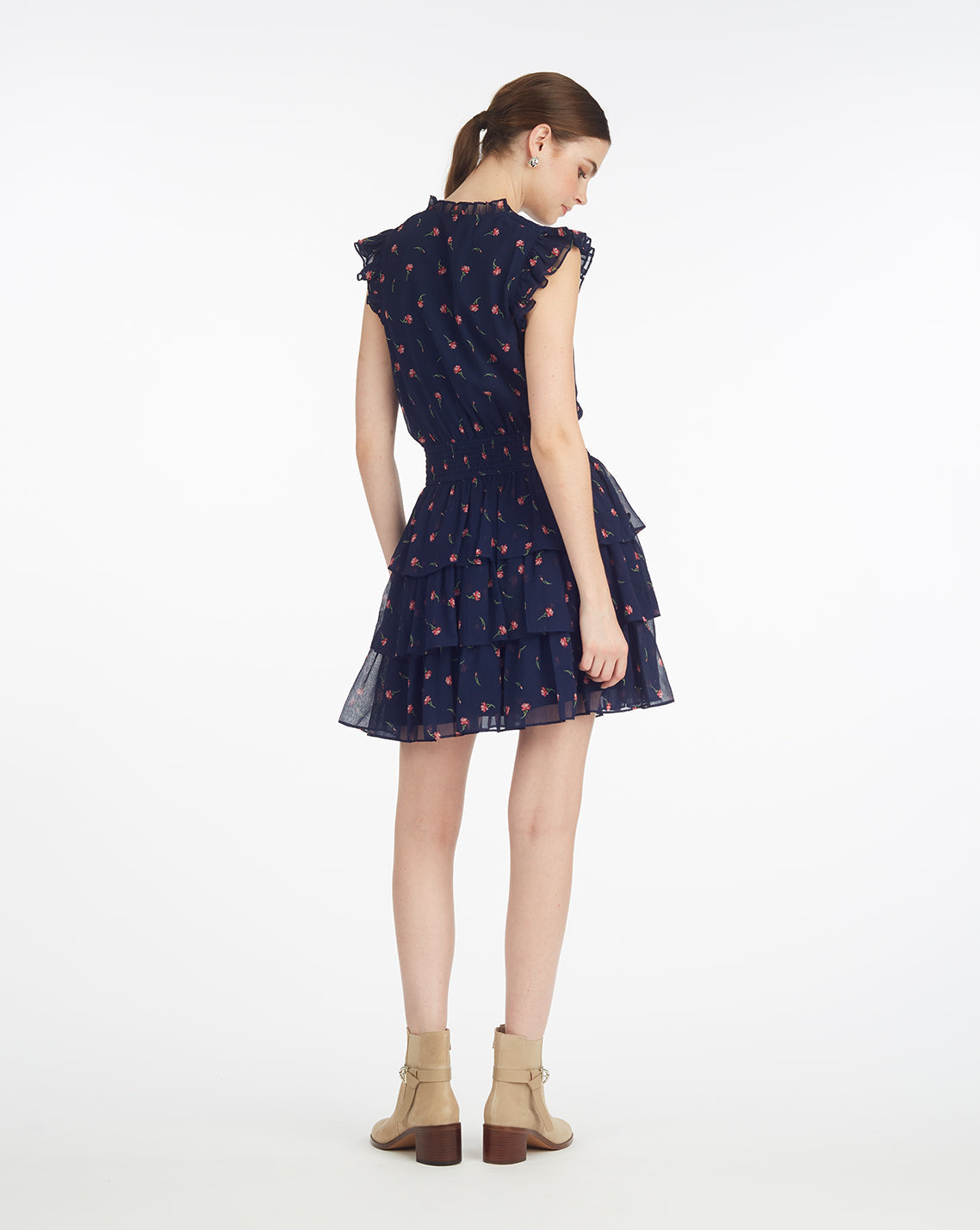 Alana Tiered Dress in Ditsy Autumn Flowers Ditsy Autumn Flowers - Draper James