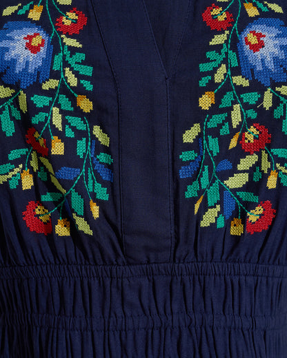 Wilson Mini Dress with Floral Embroidery Belle Meade Black - Draper James