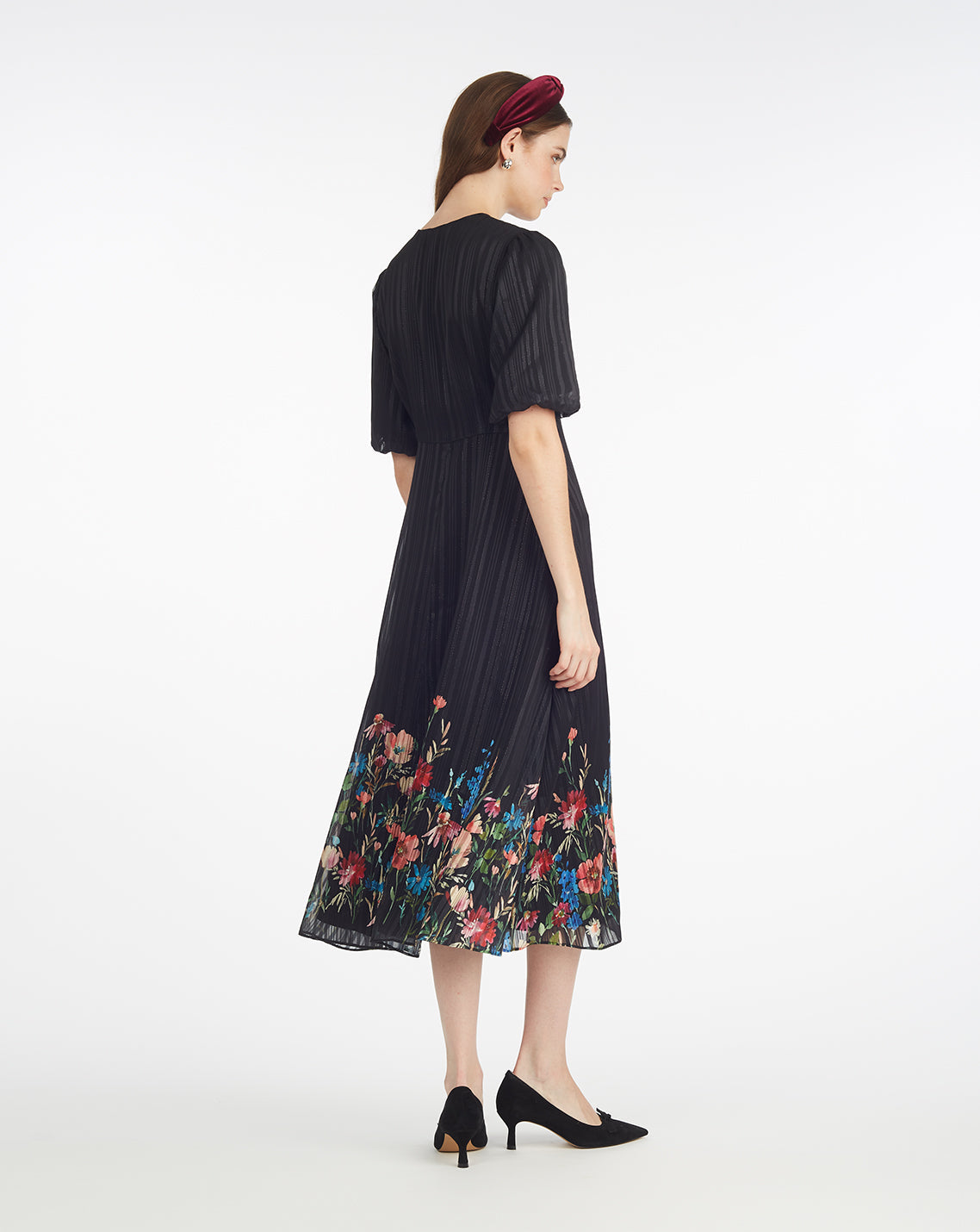 Maisy Midi Dress in Moonlit Blooms Black Multi - Draper James