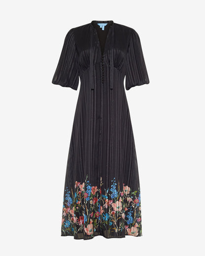 Maisy Midi Dress in Moonlit Blooms Black Multi - Draper James