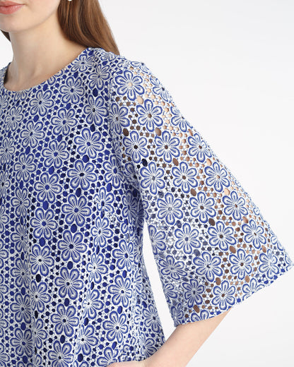 Carolyn Bell Sleeve Mini Dress in Daisy Lace Daisy Lace - Draper James