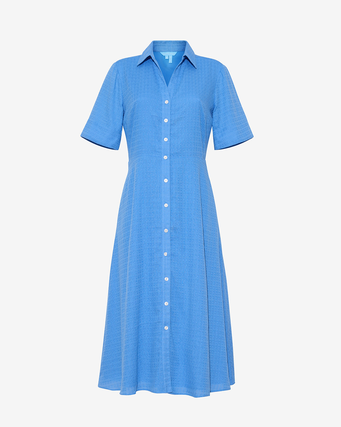 Annika Midi Shirtdress in Textured Cotton Light Blue - Draper James