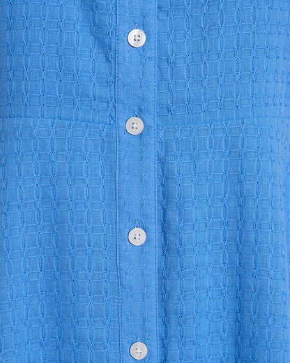 Annika Midi Shirtdress in Textured Cotton Light Blue - Draper James