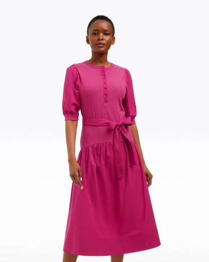 Celeste Mixed Media Dress in Raspberry Pink Raspberry Pink - Draper James
