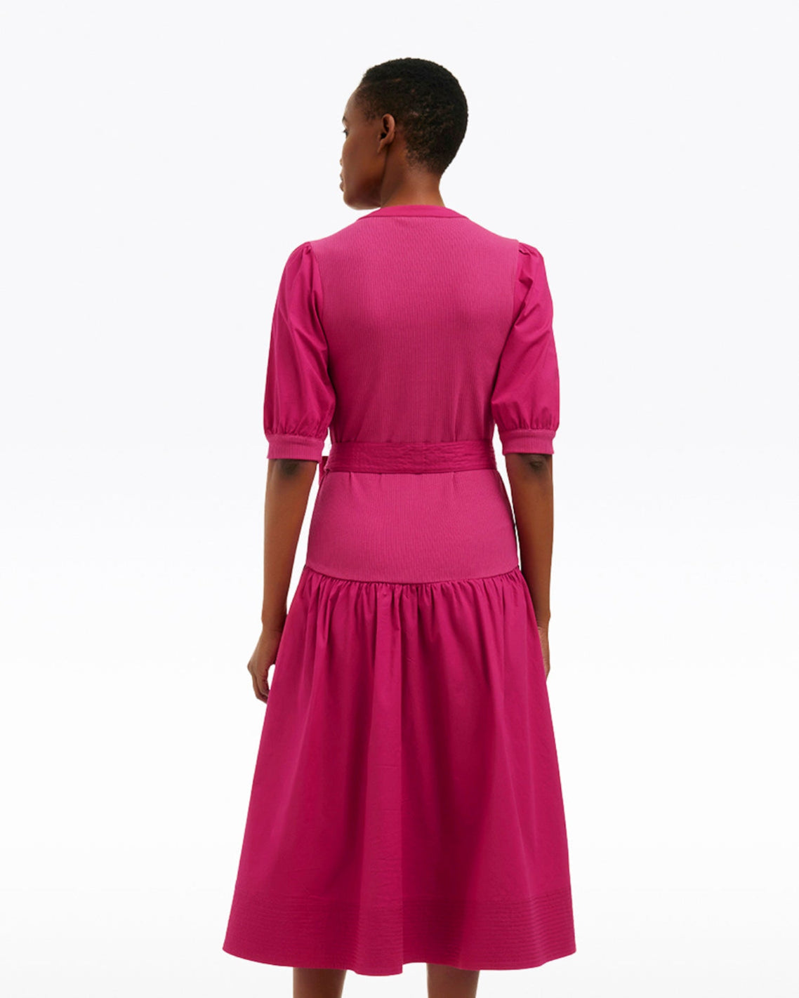 Celeste Mixed Media Dress in Raspberry Pink Raspberry Pink - Draper James