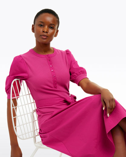 Celeste Mixed Media Dress in Raspberry Pink Raspberry Pink - Draper James