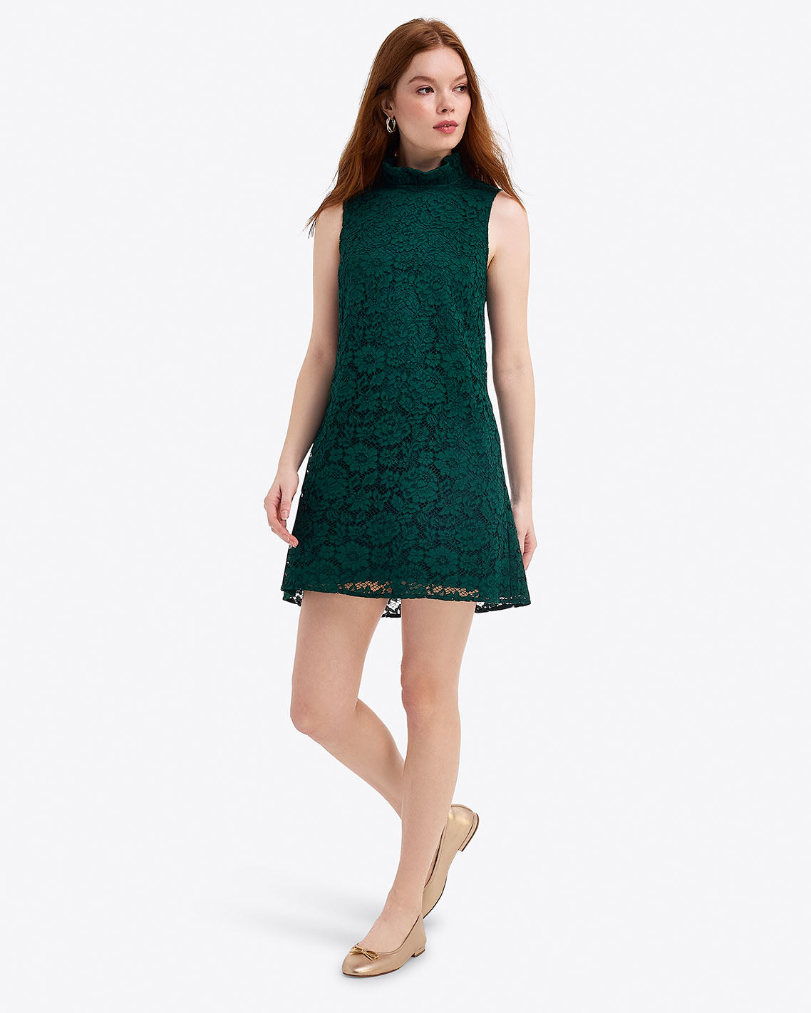 Lindsay Sleeveless Shift Dress in Lace Evergreen - Draper James