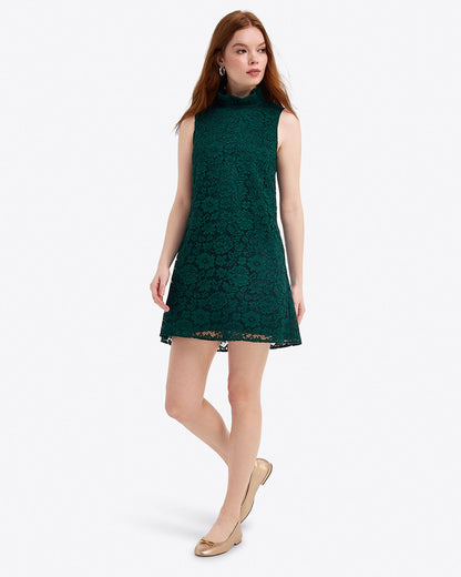Lindsay Sleeveless Shift Dress in Lace Evergreen - Draper James