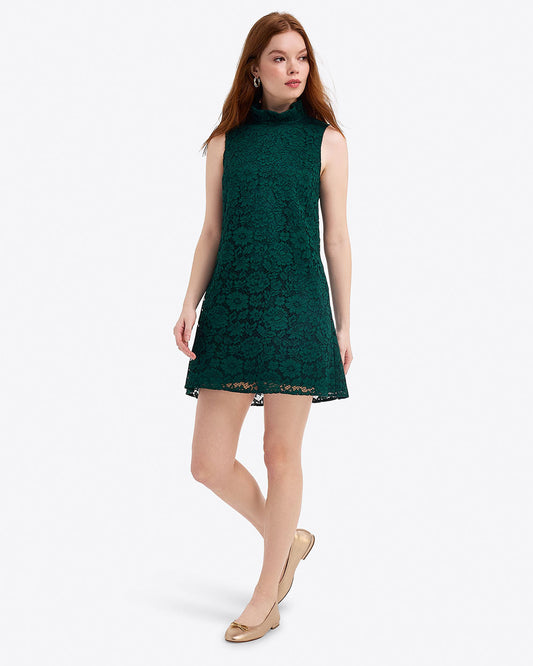 Lindsay Sleeveless Shift Dress in Lace Evergreen - Draper James