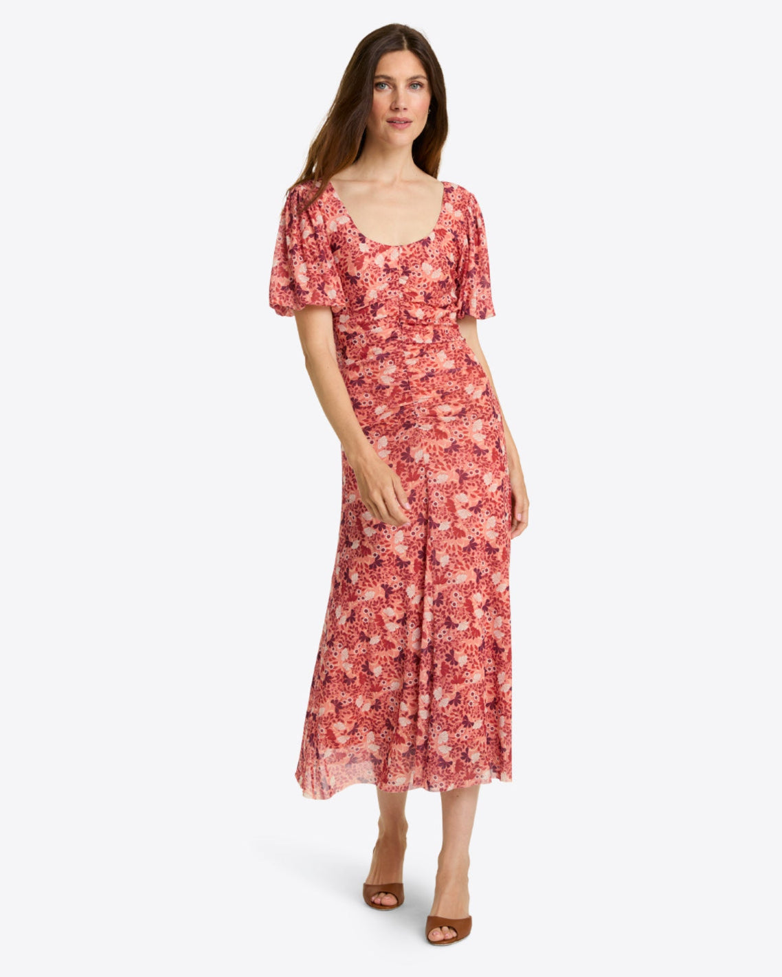 Mindy Midi Dress in Stretch Mesh Coneflowers Mesh - Draper James