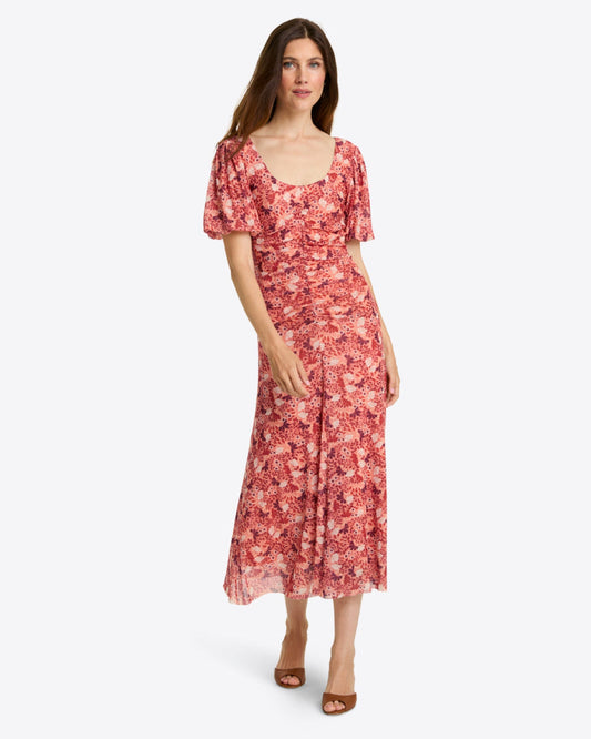 Mindy Midi Dress in Stretch Mesh Coneflowers Mesh - Draper James