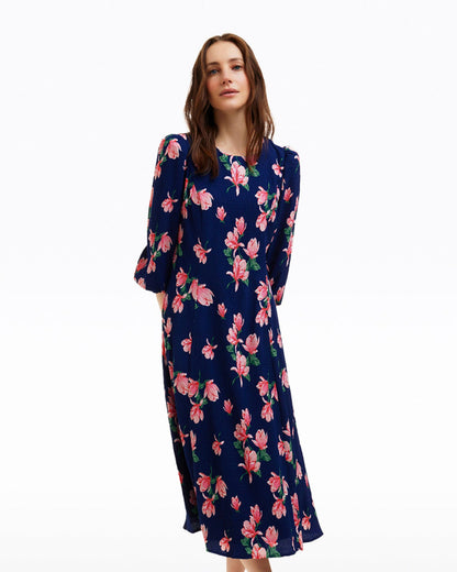 Matilda Crewneck Midi Dress in Magnolia Buds Magnolia Buds - Draper James