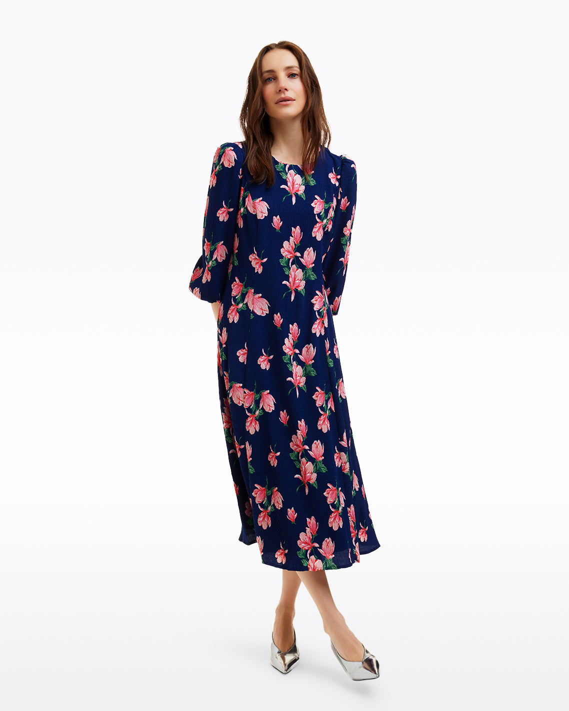 Matilda Crewneck Midi Dress in Magnolia Buds Magnolia Buds - Draper James