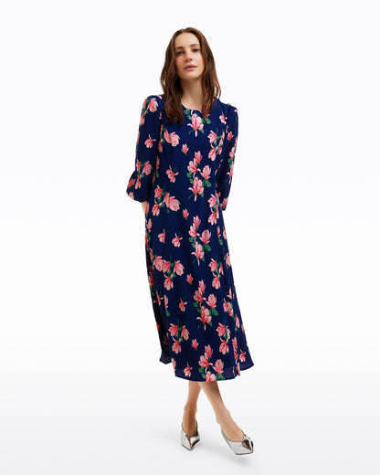 Matilda Crewneck Midi Dress in Magnolia Buds Magnolia Buds - Draper James