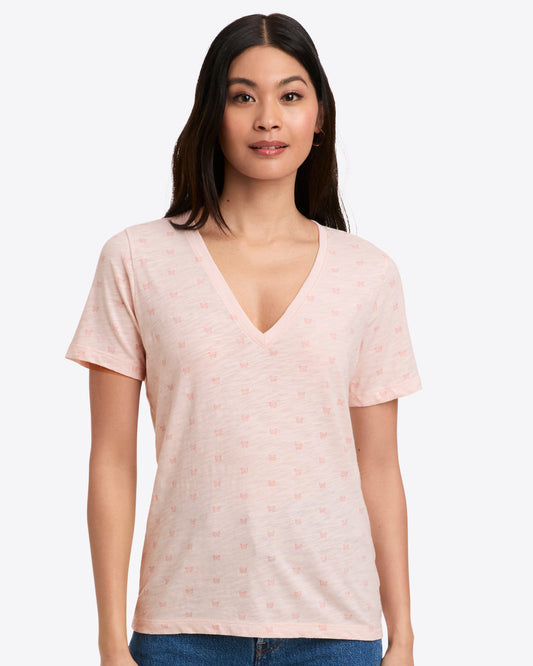Butterfly V Neck T Shirt | Graphic Tees by Draper James Light Pink - Draper James