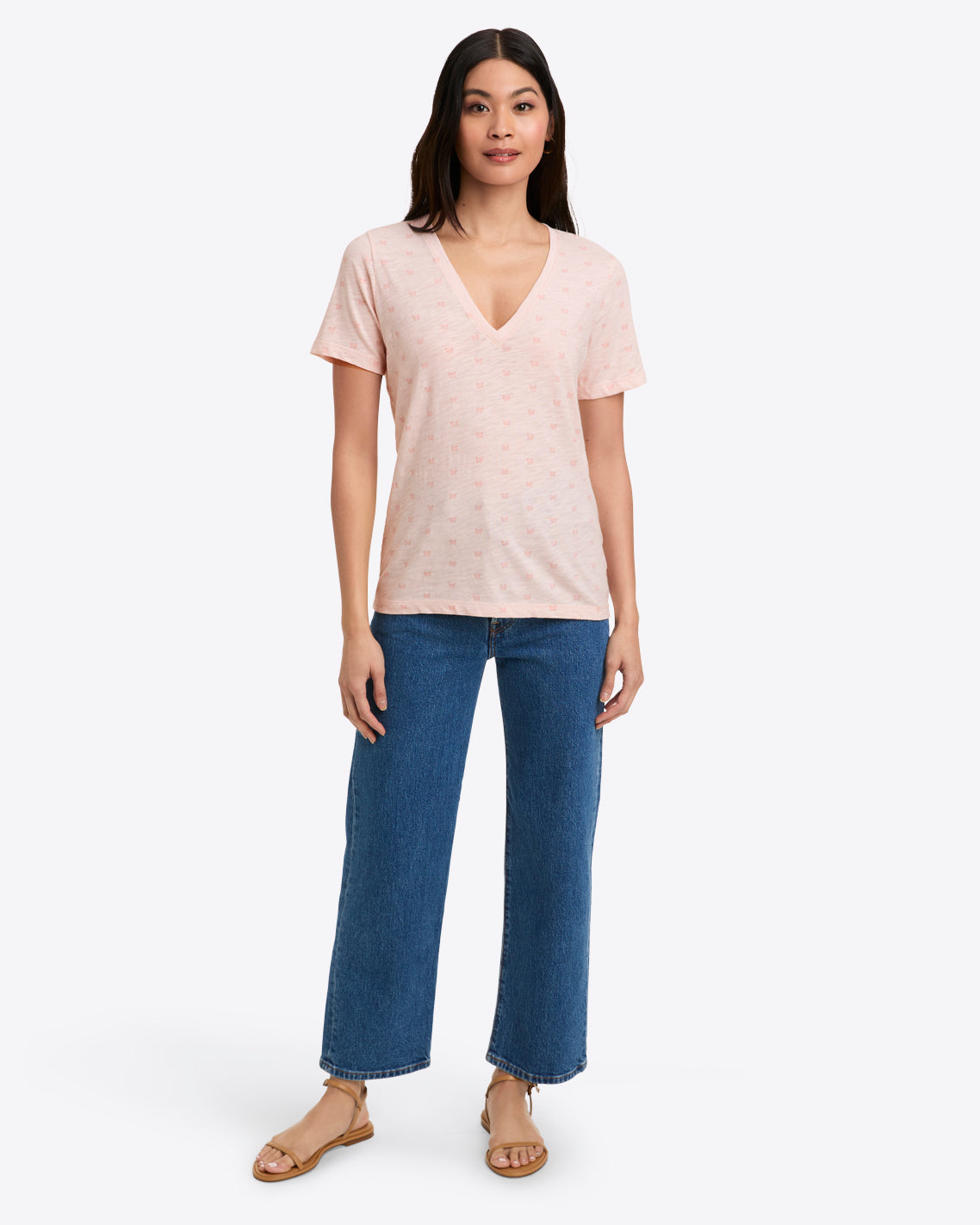 Butterfly V Neck T Shirt | Graphic Tees by Draper James Light Pink - Draper James