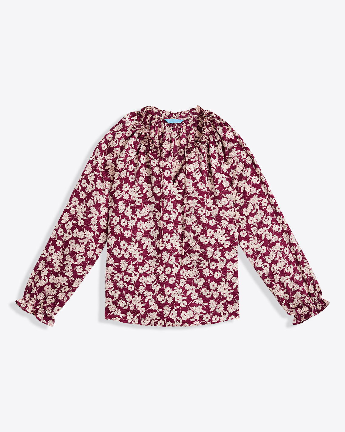 Long Sleeve Top in Hammered Satin Purple Multi - Draper James
