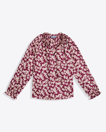 Long Sleeve Top in Hammered Satin Purple Multi - Draper James