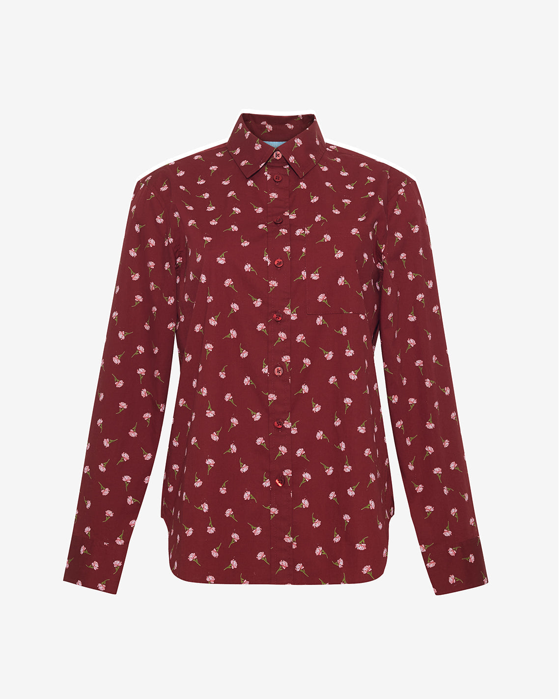 Long-Sleeve Button Down in Burgundy Buds Burgundy Buds - Draper James