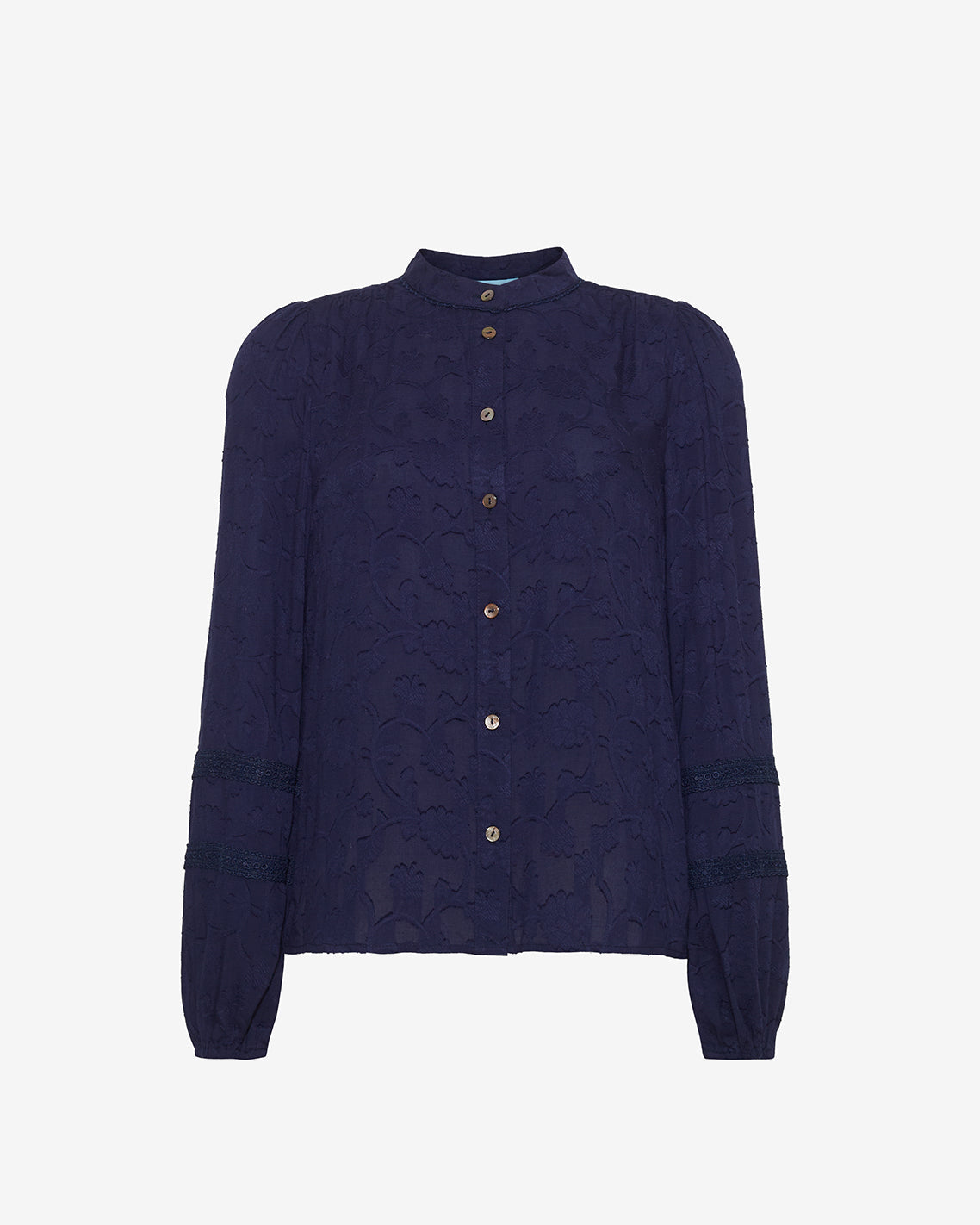 Long-Sleeve Button Down Top Nassau Navy - Draper James