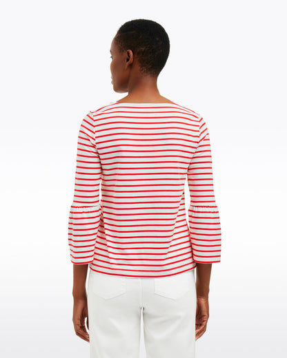 Corey Bell Sleeve Top in Red Mariner Stripe Red Mariner Stripe - Draper James