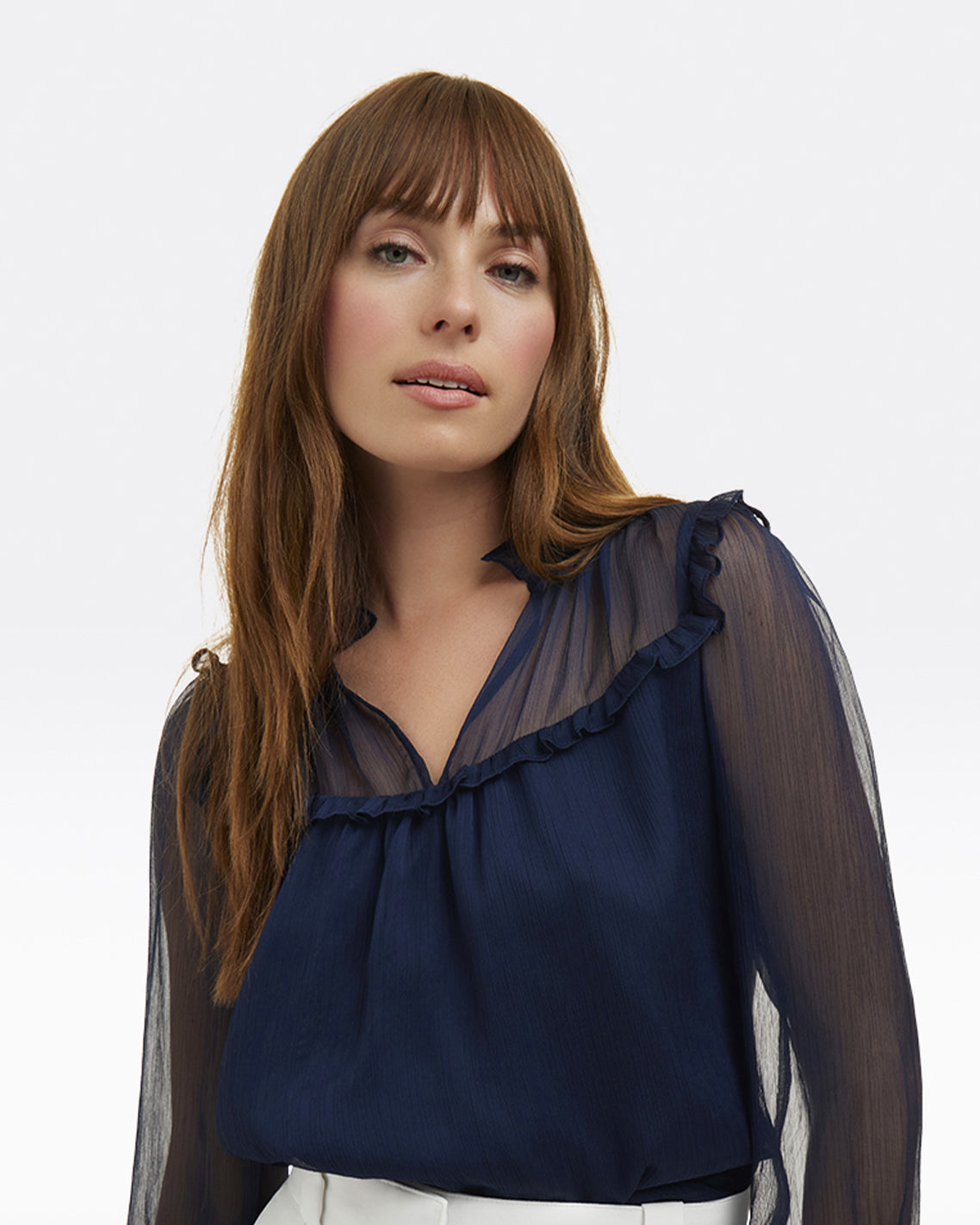 Gretchen Long-Sleeve Top Nassau Navy - Draper James