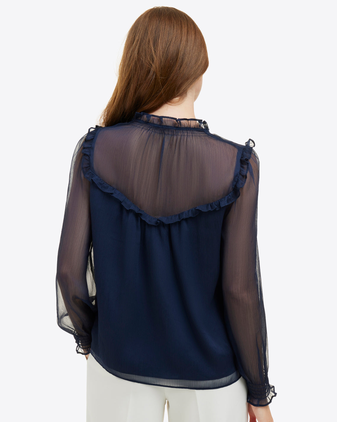 Gretchen Long-Sleeve Top Nassau Navy - Draper James
