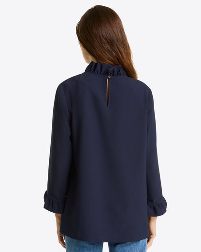 Ingrid Top in Matte Satin Nassau Navy - Draper James