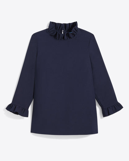 Ingrid Top in Matte Satin Nassau Navy - Draper James