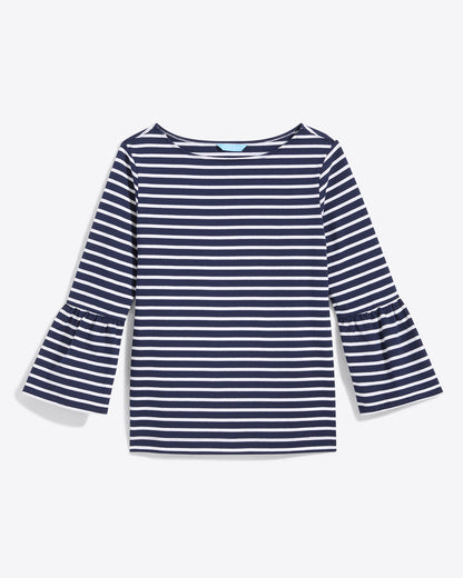 Corey Bell Sleeve Top in Navy Mariner Stripe Nassau Navy - Draper James
