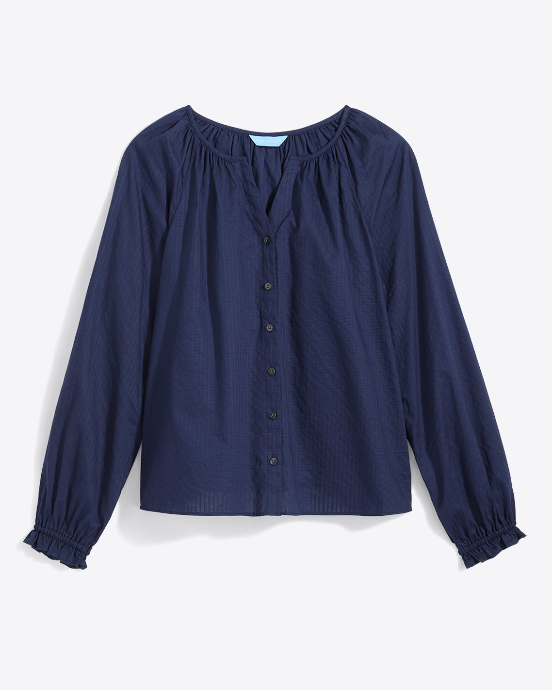 Alexandra Top in Navy Dobby Stripe Nassau Navy - Draper James