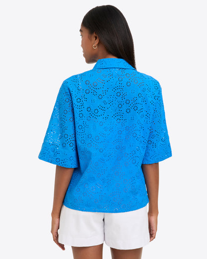 Evelyn Top in Eyelet French Blue Eyelet - Draper James