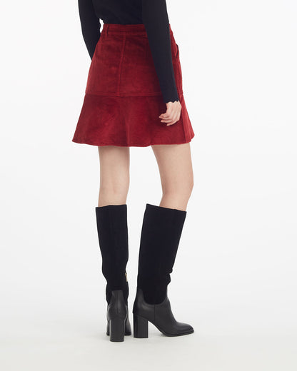 Button Front Corduroy Skirt Red - Draper James