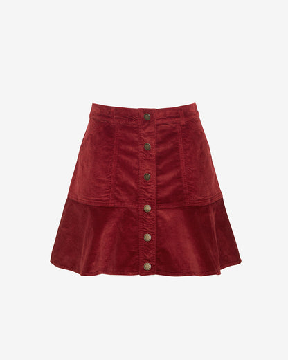 Button Front Corduroy Skirt Red - Draper James