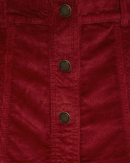 Button Front Corduroy Skirt Red - Draper James