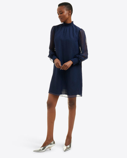 Lindsay Long Sleeve Mini Dress Nassau Navy - Draper James