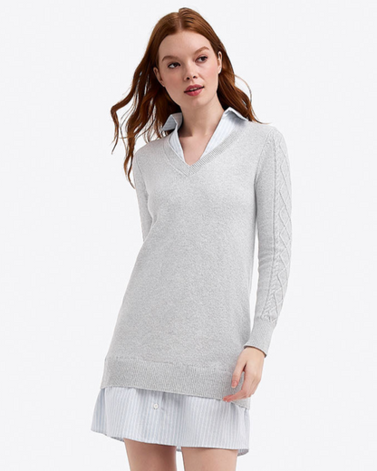 Collared Combo Sweaterdress Grey - Draper James