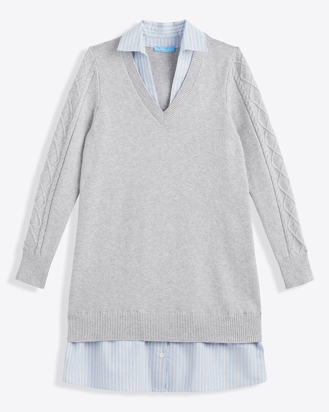 Collared Combo Sweaterdress Grey - Draper James