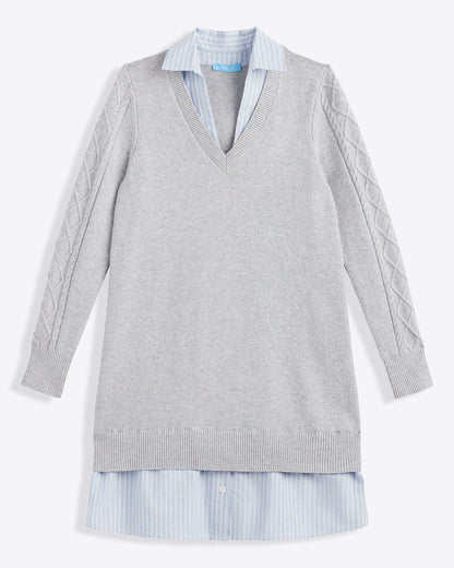 Collared Combo Sweaterdress Grey - Draper James