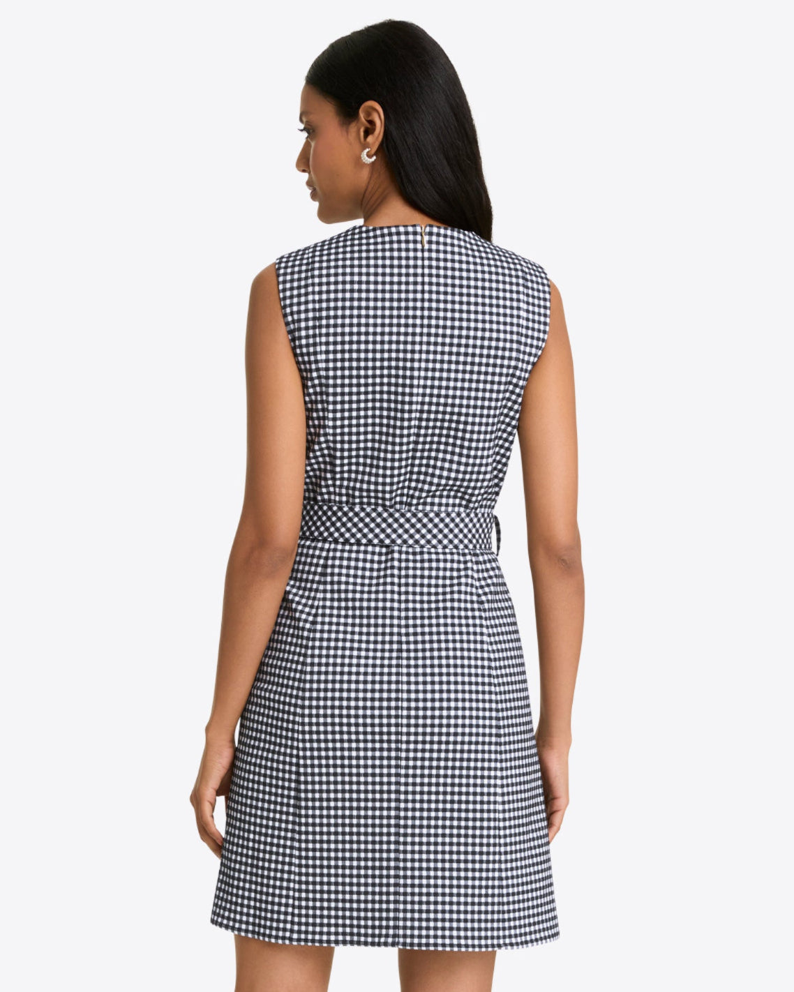 Sadie Belted Shift Dress in Textured Gingham Black Gingham - Draper James