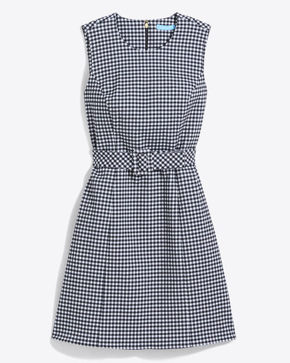Sadie Belted Shift Dress in Textured Gingham Black Gingham - Draper James