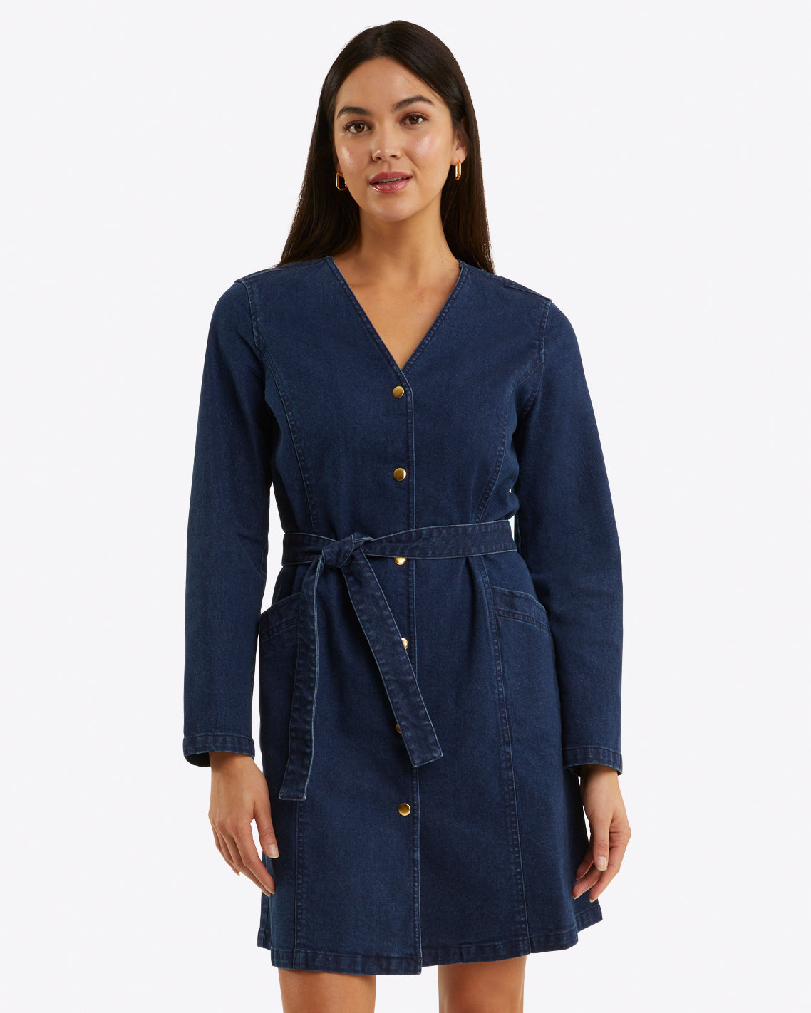 Colbie Snap Front Dress in Denim Dark Wash - Draper James