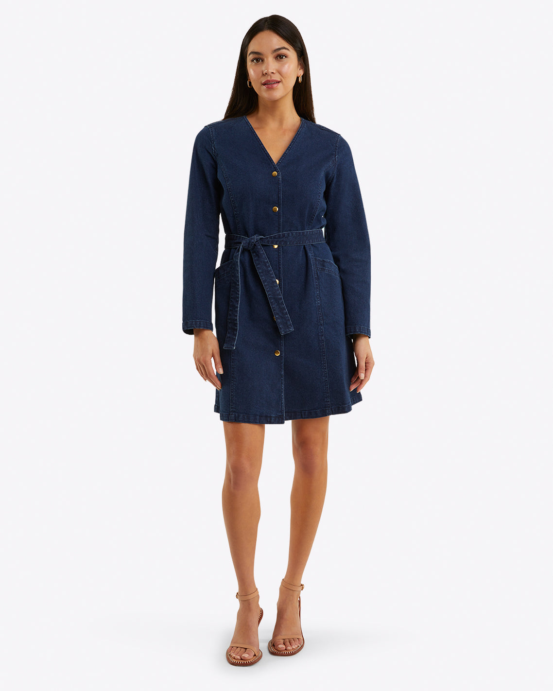 Colbie Snap Front Dress in Denim Dark Wash - Draper James