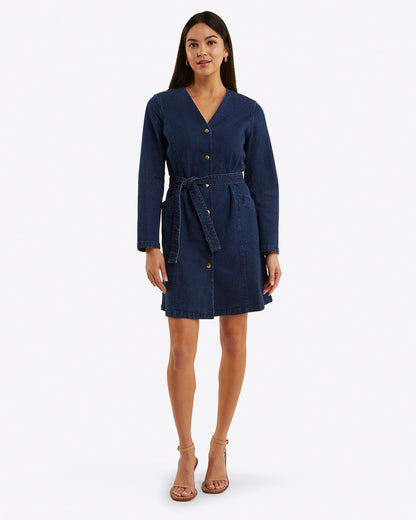 Colbie Snap Front Dress in Denim Dark Wash - Draper James