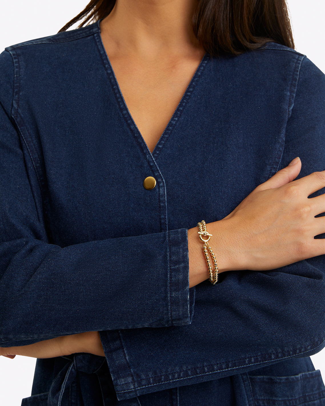 Colbie Snap Front Dress in Denim Dark Wash - Draper James