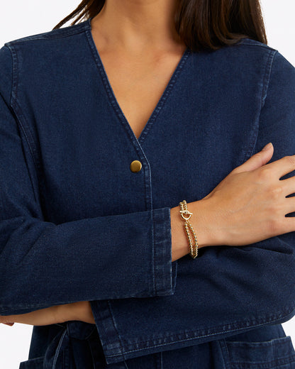 Colbie Snap Front Dress in Denim Dark Wash - Draper James