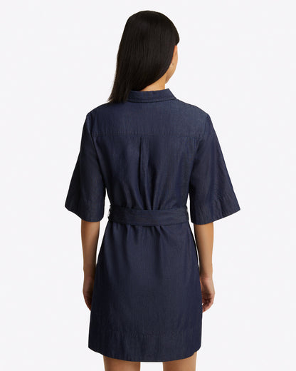 Riley Mini Shirtdress in Chambray Dark Wash Chambray - Draper James
