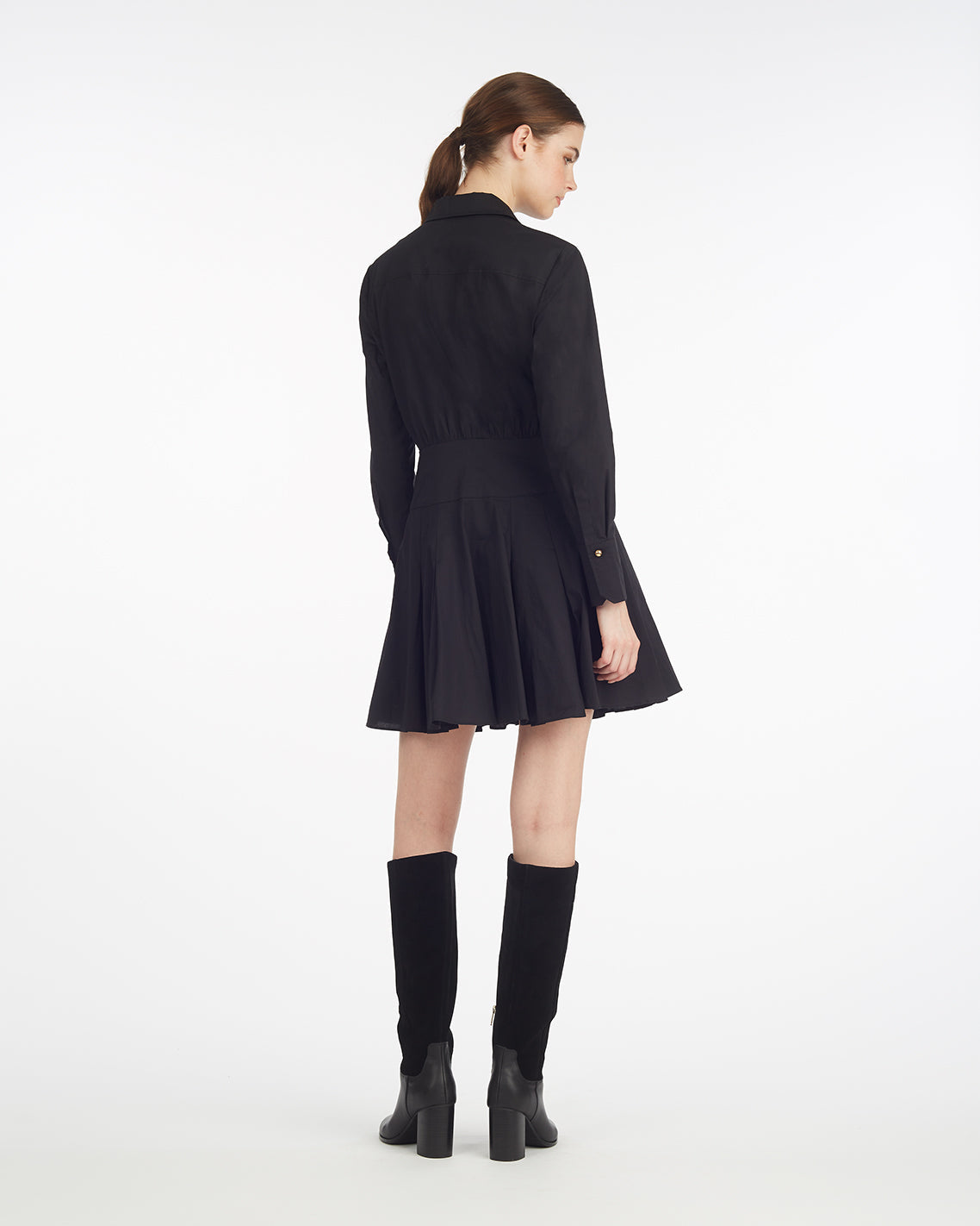 Mia Mini Dress in Stretch Cotton Poplin Belle Meade Black - Draper James