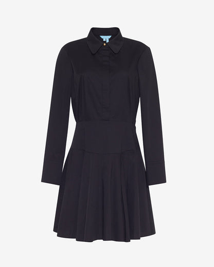 Mia Mini Dress in Stretch Cotton Poplin Belle Meade Black - Draper James