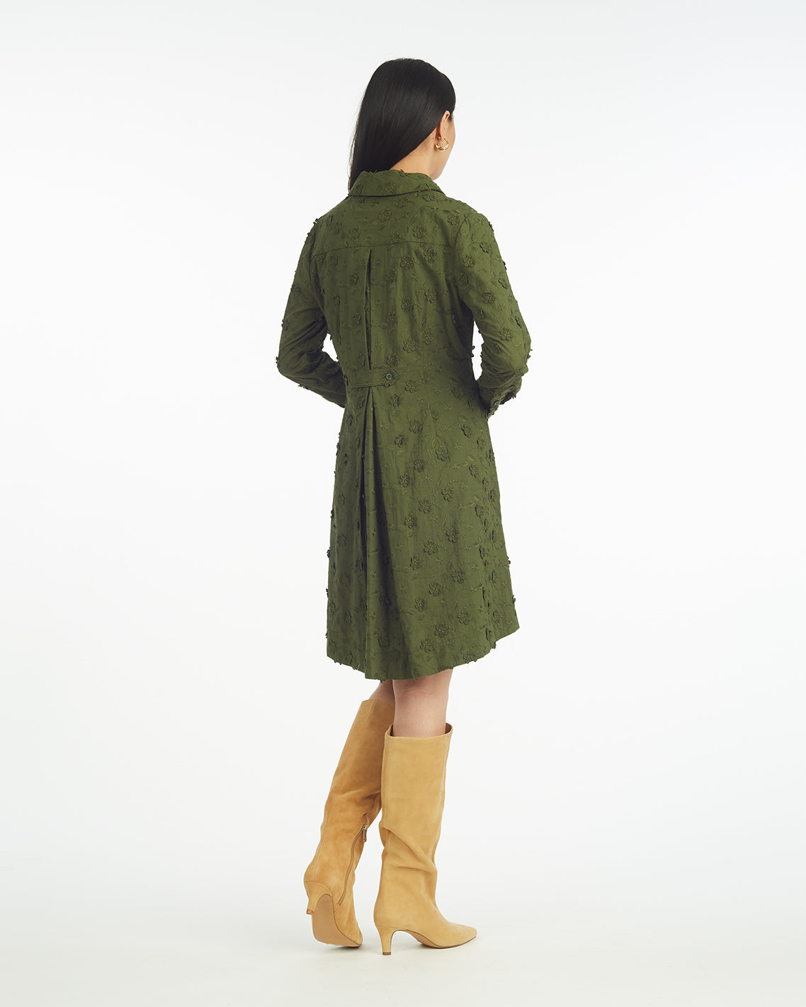 Layla Shirtdress in Olive Embroidered Floral Olive Embroidered Floral - Draper James